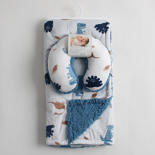 Animal Baby Blanket and Travel Pillow