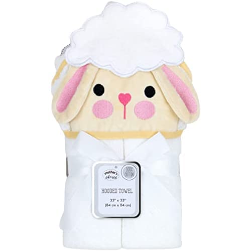 Mother's Choice Baby Hooded Towel - Large Size Cotton, Ultra-Soft & Absorbent Bath Towel for Newborns, Infants, Toddlers, Boys & Girls with Animal Hood (Sheep)