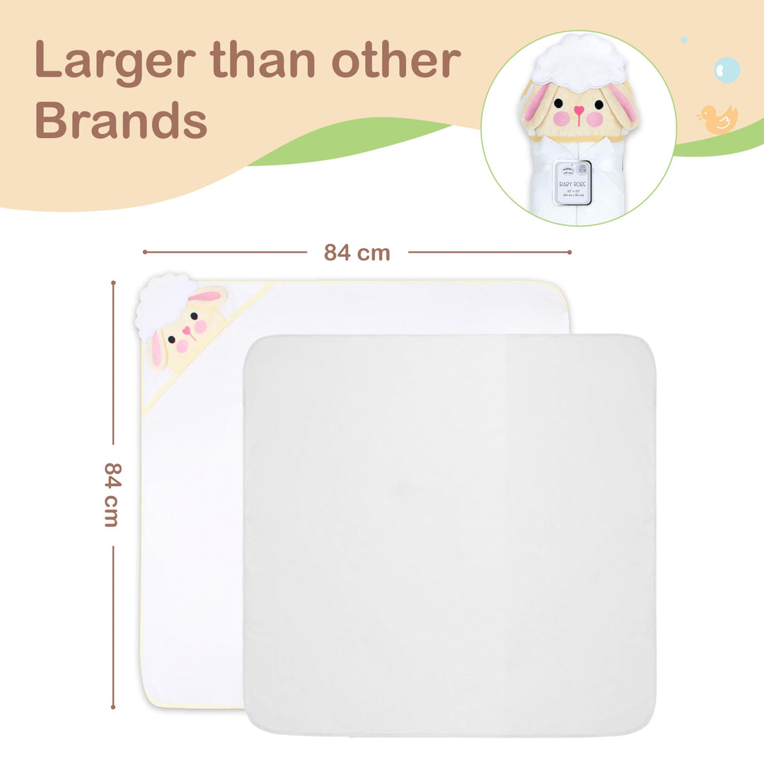 Mother's Choice Baby Hooded Towel - Large Size Cotton, Ultra-Soft & Absorbent Bath Towel for Newborns, Infants, Toddlers, Boys & Girls with Animal Hood (Sheep)