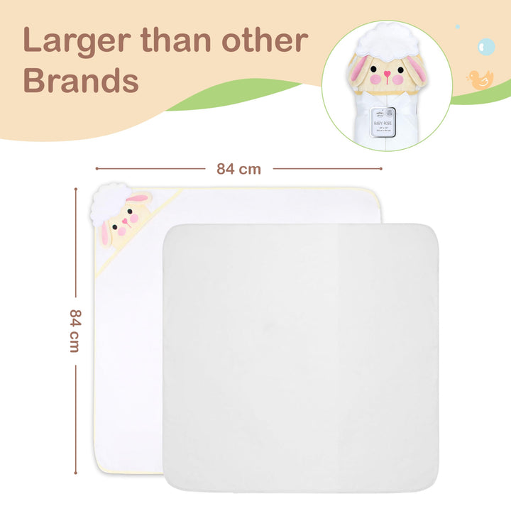 Mother's Choice Baby Hooded Towel - Large Size Cotton, Ultra-Soft & Absorbent Bath Towel for Newborns, Infants, Toddlers, Boys & Girls with Animal Hood (Sheep)