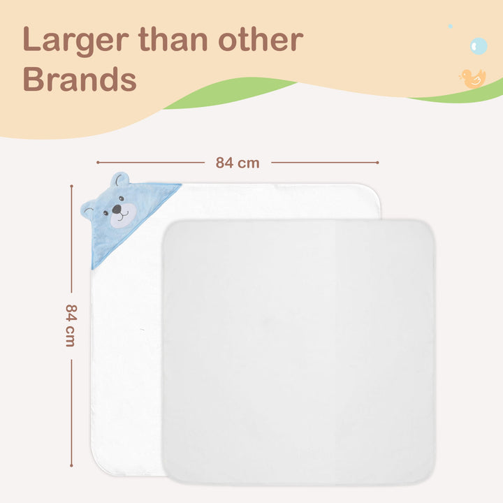 Mother's Choice Organic Baby Hooded Towel - Large Size, Cotton, Ultra-Soft & Absorbent Bath Towel for Newborns, Infants, Toddlers, Boys & Girls with Animal Hood (Blue Bear)