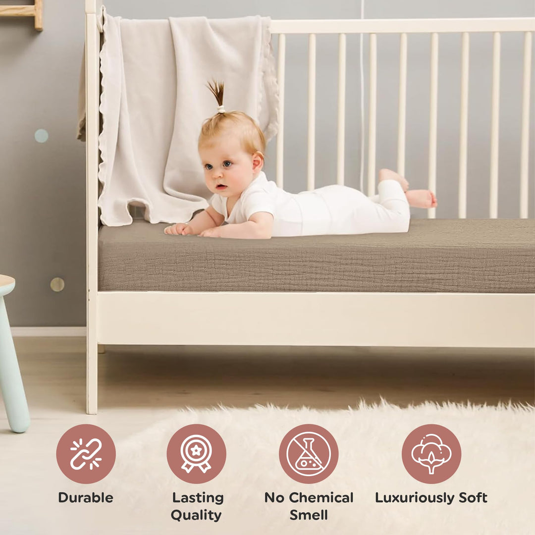 100% Organic Cotton Muslin Baby Bassinet Baby Sheet 33 X 17 Inch Soft Breathable Lightweight Stretchable Bed Sheet 2 Pack Gentle On Skin Durable Snug Fit Sheet for Newborn Bassinet Mattress