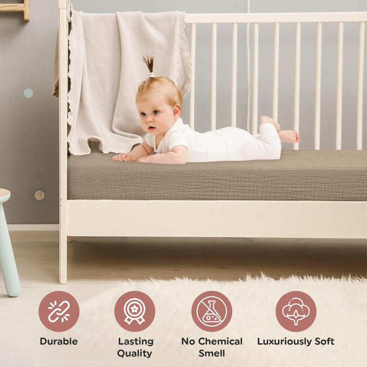 100% Organic Cotton Muslin Baby Bassinet Baby Sheet 33 X 17 Inch Soft Breathable Lightweight Stretchable Bed Sheet 2 Pack Gentle On Skin Durable Snug Fit Sheet for Newborn Bassinet Mattress