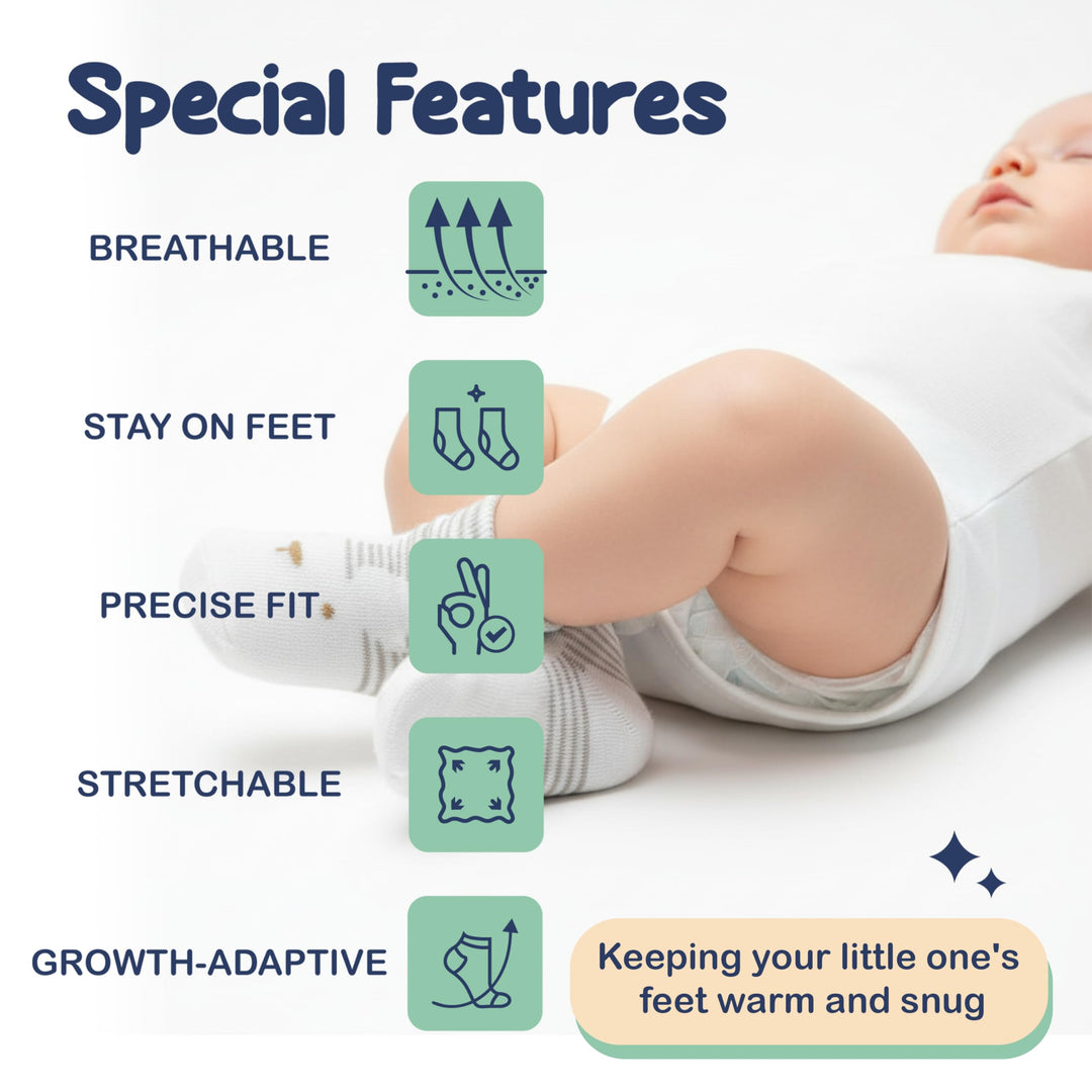 Mother's Choice Organic Cotton Baby Socks 0-6 Months, 12 Pairs Unisex - Soft & Hypoallergenic Baby Girl & Boys Socks (US, Age, 0 Months, 6 Months, Brown,Gray,White)
