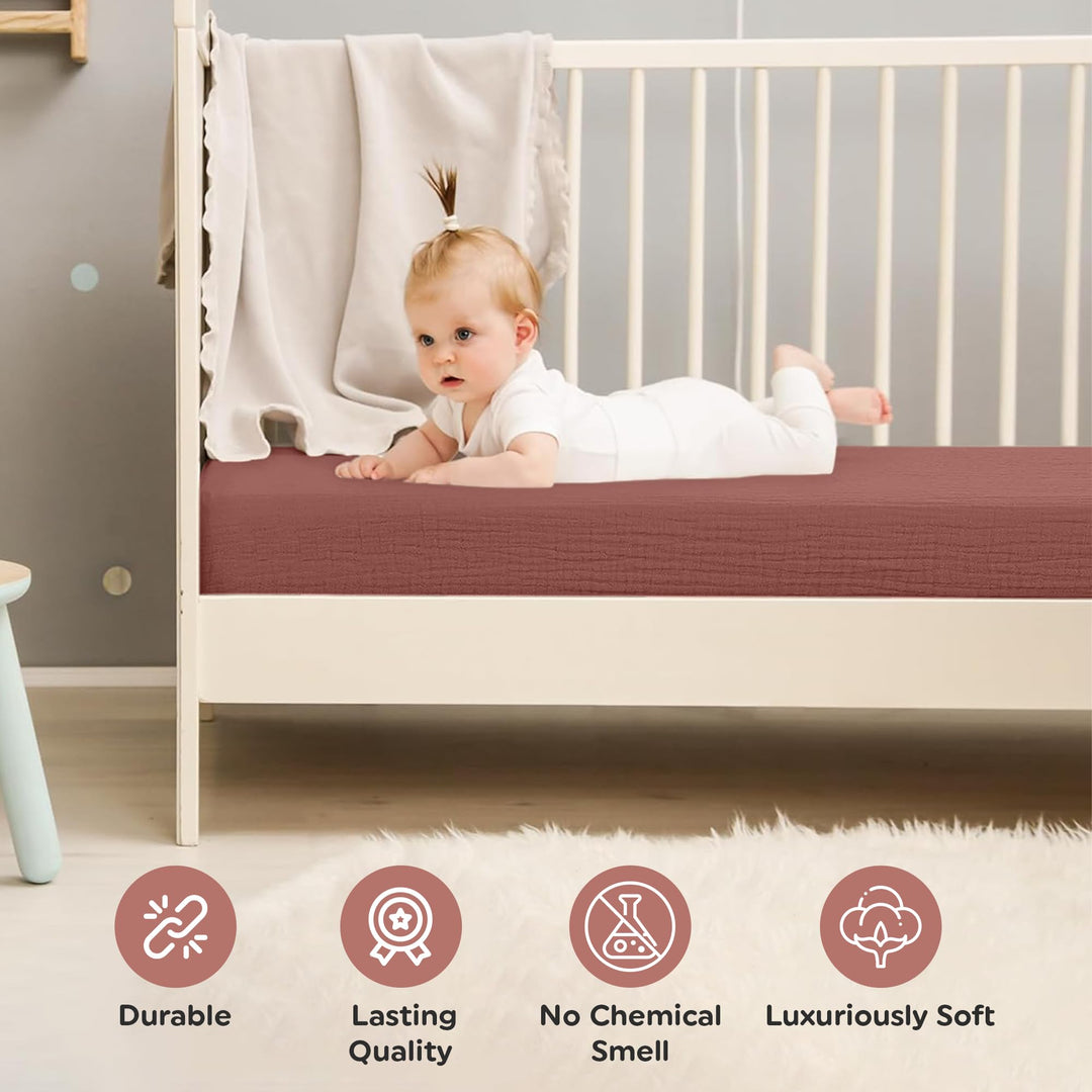 100% Organic Cotton Muslin Baby Bassinet Baby Sheet 33 X 17 Inch Soft Breathable Lightweight Stretchable Bed Sheet 2 Pack Gentle On Skin Durable Snug Fit Sheet for Newborn Bassinet Mattress