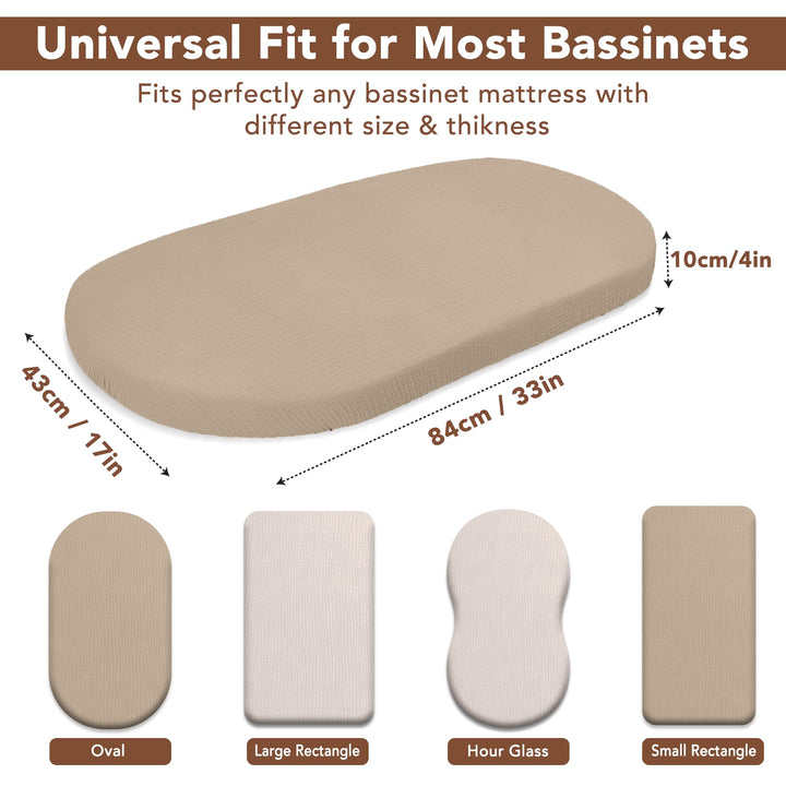 100% Organic Cotton Muslin Baby Bassinet Baby Sheet 33 X 17 Inch Soft Breathable Lightweight Stretchable Bed Sheet 2 Pack Gentle On Skin Durable Snug Fit Sheet for Newborn Bassinet Mattress