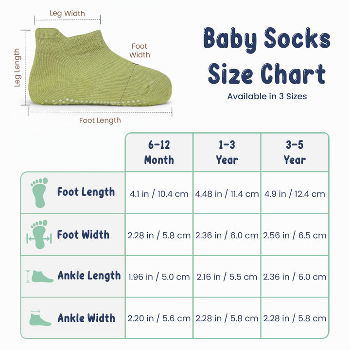 Mother's Choice Organic Cotton Socks For Toddler Boys Girls - Breathable, Non Slip Toddler Socks 2t-3t-4t-5t,