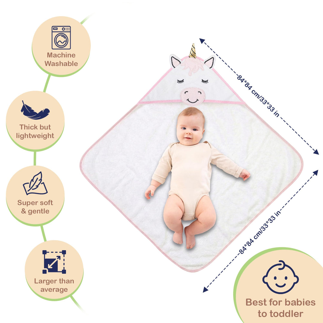 Mother's Choice Baby Towels 100% Organic Cotton Butterfly Hooded Design, Oeko-TEX Certified, Ultra-Soft Absorbent Hooded Bath Towel for Newborn Girls, (Butterfly)