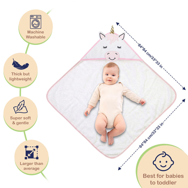 Mother's Choice Baby Towels 100% Organic Cotton Butterfly Hooded Design, Oeko-TEX Certified, Ultra-Soft Absorbent Hooded Bath Towel for Newborn Girls, (Butterfly)