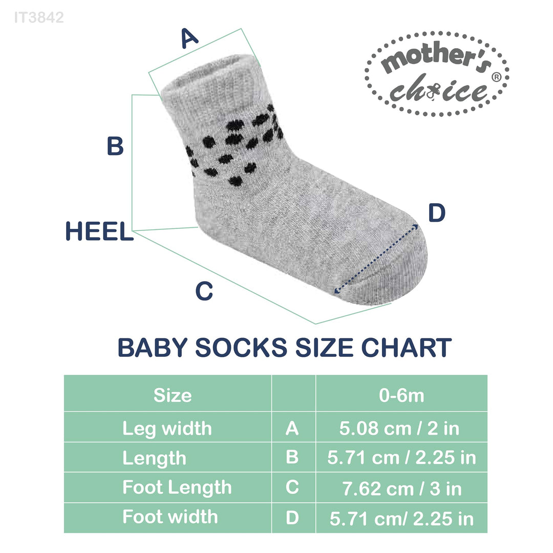 Mother's Choice Organic Cotton Baby Socks, 12 Pairs, Unisex 0-6 Months - Soft, Hypoallergenic Newborn & Infant Socks - Baby Girl & Boy Gifts, (12Pcs, Gray - White)