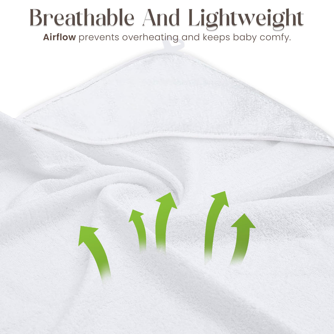 Organic Bamboo Hooded Baby Towels with Washcloths – 1 Hooded Towel (30x30 inches) & 1 Washcloth (10x10 inches) – Ultra Soft, Absorbent & Cozy Bath Towels Set for Newborns and Infants