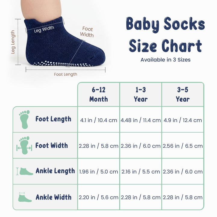 Mother's Choice Organic Cotton Socks For Toddler Boys Girls - Breathable, Non Slip Toddler Socks 2t-3t-4t-5t,