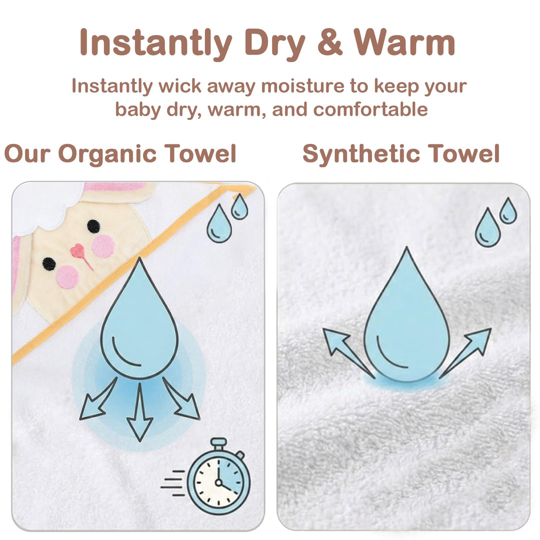 Mother's Choice Baby Towels 100% Organic Cotton Butterfly Hooded Design, Oeko-TEX Certified, Ultra-Soft Absorbent Hooded Bath Towel for Newborn Girls, (Butterfly)