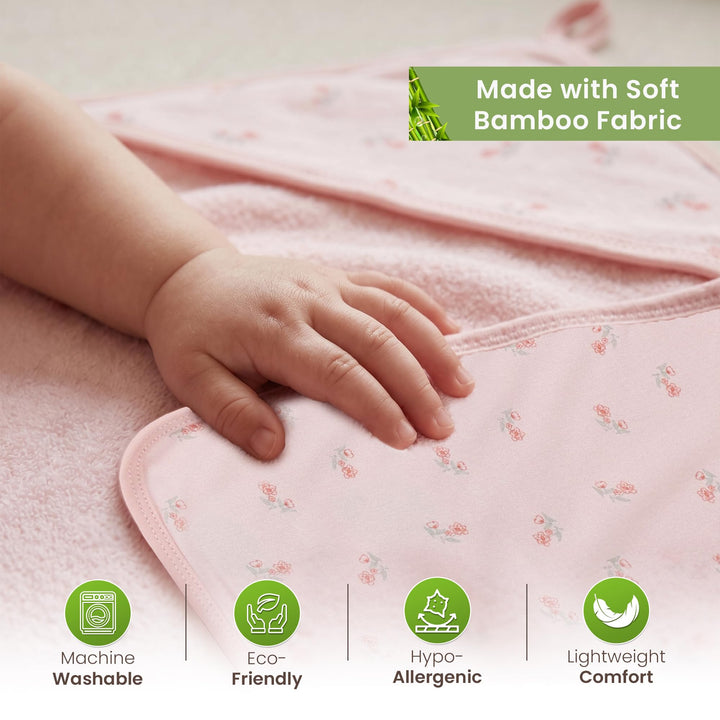 Organic Hooded Baby Towels with Washcloths – 2 Hooded Towel (28x28 inches) & 2 Washcloth (10x10 inches) – Ultra Soft, Absorbent & Cozy Cotton Bath Towels for Newborns and Infants