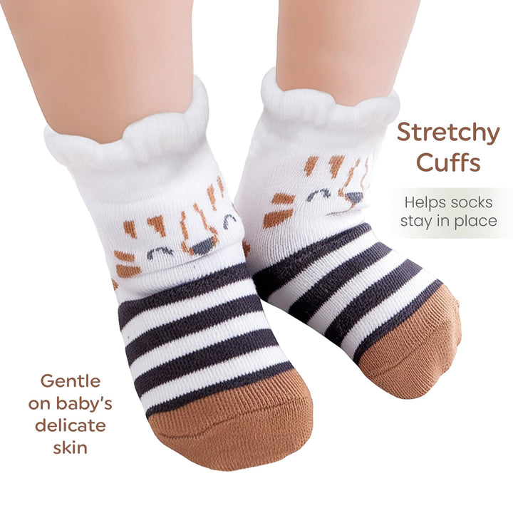 Infancie Organic Cotton Baby Socks with Gripper 0-6 Months | 8 Pairs