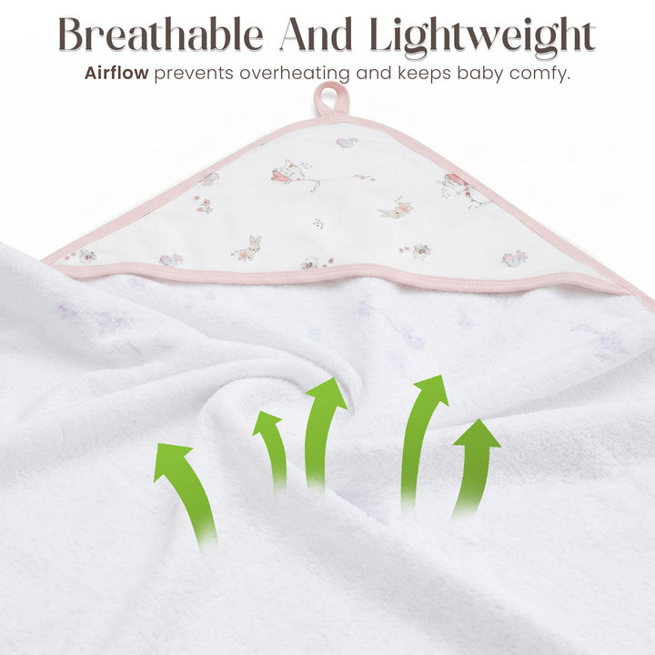 Organic Hooded Baby Towels with Washcloths – 2 Hooded Towel (28x28 inches) & 2 Washcloth (10x10 inches) – Ultra Soft, Absorbent & Cozy Cotton Bath Towels for Newborns and Infants