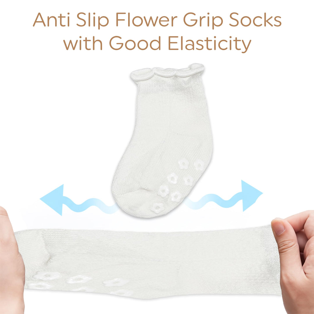 Mother's Choice Organic Cotton Socks For Boys Girls Breathable Non Slip Toddler Socks 2t-3t-4t-5t Ruffle Baby Socks 6-12 M