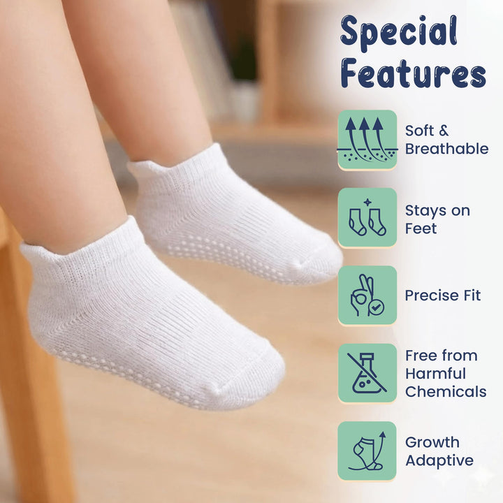 Mother's Choice Organic Cotton Socks For Toddler Boys Girls - Breathable, Non Slip Toddler Socks 2t-3t-4t-5t,