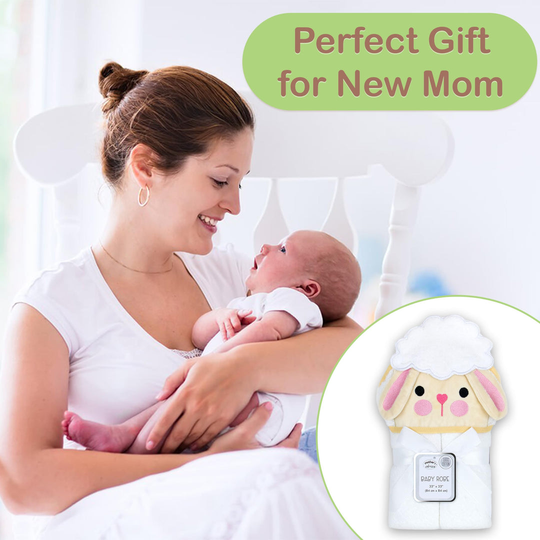 Mother's Choice Baby Hooded Towel - Large Size Cotton, Ultra-Soft & Absorbent Bath Towel for Newborns, Infants, Toddlers, Boys & Girls with Animal Hood (Sheep)