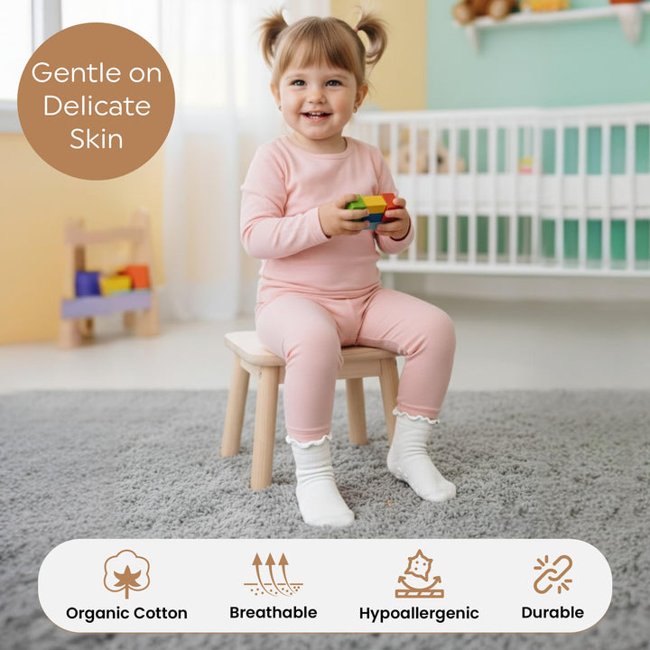 Mother's Choice Organic Cotton Socks For Boys Girls Breathable Non Slip Toddler Socks 2t-3t-4t-5t Ruffle Baby Socks 6-12 M