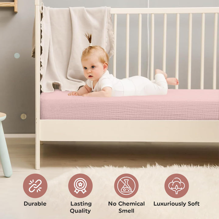 100% Organic Cotton Muslin Baby Bassinet Baby Sheet 33 X 17 Inch Soft Breathable Lightweight Stretchable Bed Sheet 2 Pack Gentle On Skin Durable Snug Fit Sheet for Newborn Bassinet Mattress