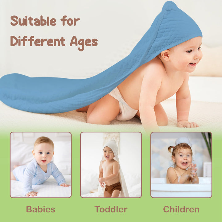 Infancie Organic Cotton Muslin Baby Hooded Towels