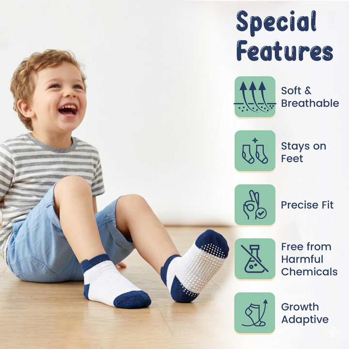 Mother's Choice Organic Cotton Socks For Toddler Boys Girls - Breathable, Non Slip Toddler Socks 2t-3t-4t-5t,