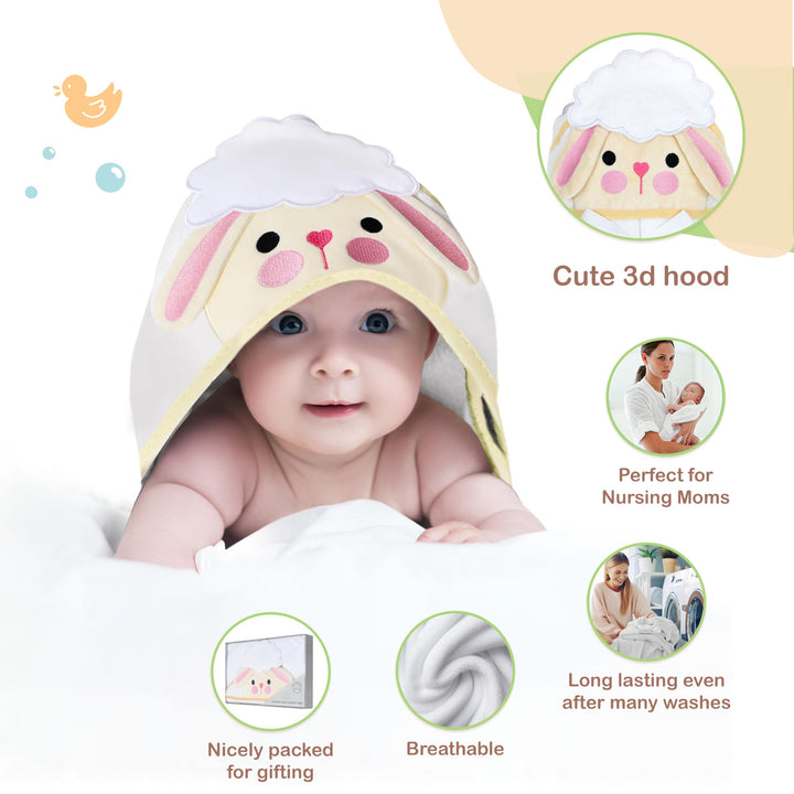 Mother's Choice Baby Towels 100% Organic Cotton Butterfly Hooded Design, Oeko-TEX Certified, Ultra-Soft Absorbent Hooded Bath Towel for Newborn Girls, (Butterfly)