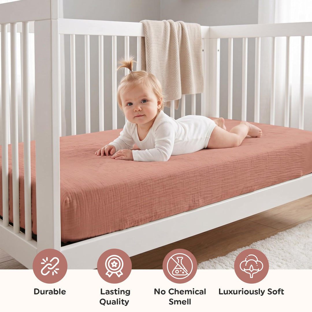 100% Organic Cotton Muslin Baby Bassinet Baby Sheet 33 X 17 Inch Soft Breathable Lightweight Stretchable Bed Sheet 2 Pack Gentle On Skin Durable Snug Fit Sheet for Newborn Bassinet Mattress