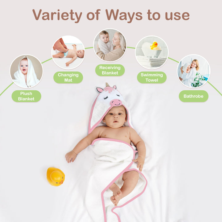 Mother's Choice Baby Towels 100% Organic Cotton Butterfly Hooded Design, Oeko-TEX Certified, Ultra-Soft Absorbent Hooded Bath Towel for Newborn Girls, (Butterfly)