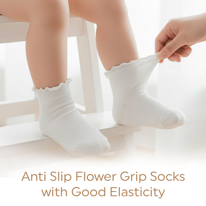 Mother's Choice White Ruffle Socks 6–12 Months 6 Pairs – Socks for Toddlers, Baby & Girls Cotton Soft, Breathable and Comfortable for Everyday Wear (US, Age, 6 Months, 12 Months, White)