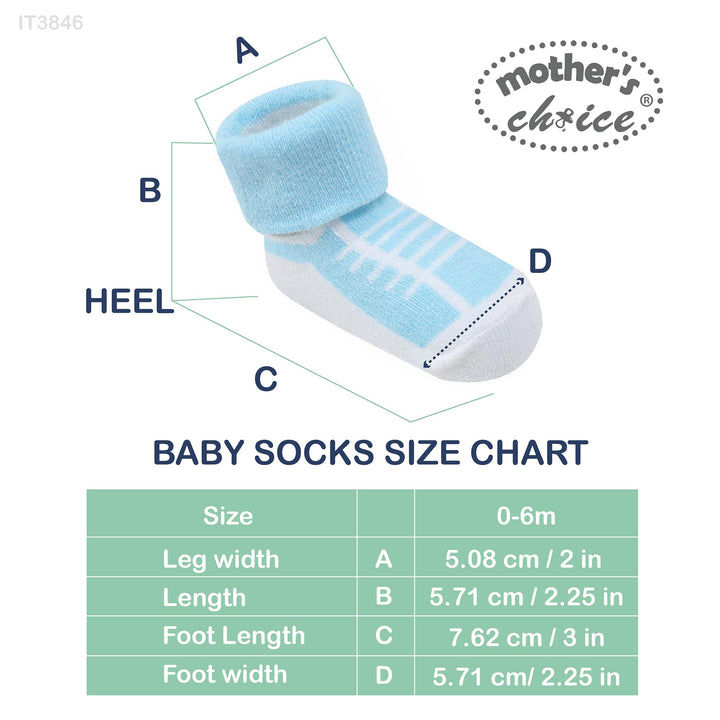 Mother's Choice Organic Cotton Baby Socks, 12 Pairs, Unisex 0-6 Months - Soft, Hypoallergenic Newborn & Infant Socks - Baby Girl & Boy Gifts, (12Pcs, Blue - Gray - White)