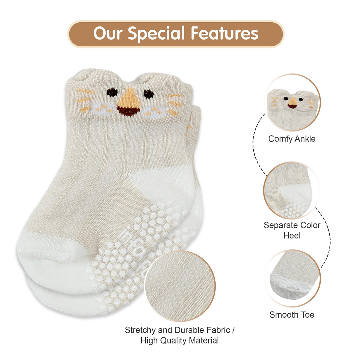 Organic Cotton Baby Socks 0-6 Months Animal Design