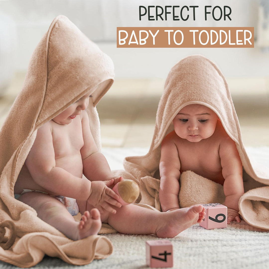 100% Organic Cotton Plush Woven Hooded Baby Bath Towels - Soft and Absorbent 31x31 Inches for Newborns and Kids, Hooded Baby Towels, Premium Infant Towels (Ivory)