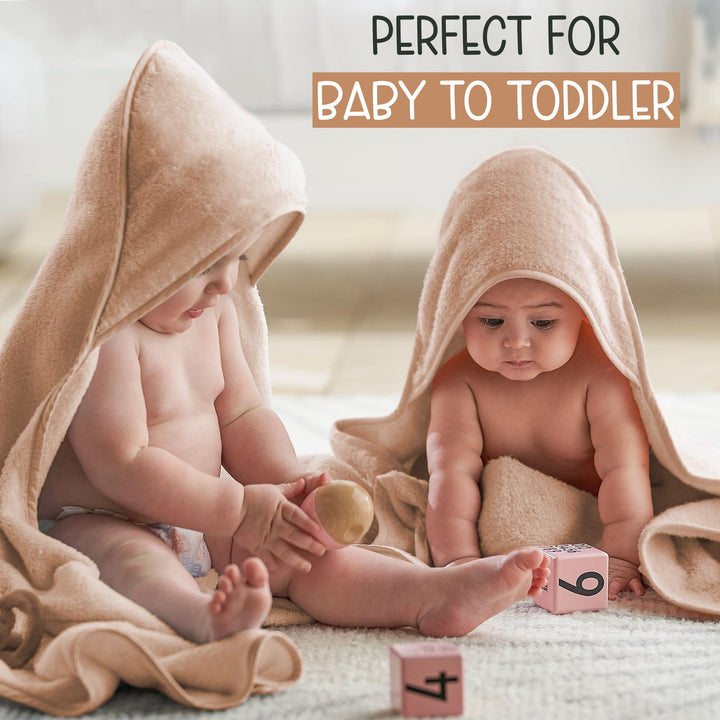 100% Organic Cotton Plush Woven Hooded Baby Bath Towels - Soft and Absorbent 31x31 Inches for Newborns and Kids, Hooded Baby Towels, Premium Infant Towels (Ivory)