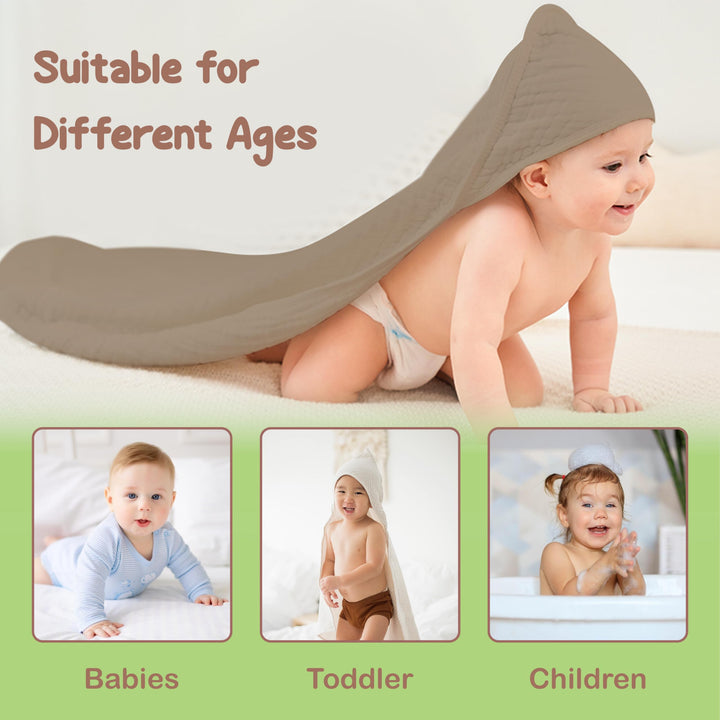 100% Organic Cotton Muslin Baby Hooded Towels 32x32 Inch – 2 Pack Soft & Absorbent Baby Towels for Newborn for Boys & Girls, Premium Hooded Towels, Ultra-Gentle Baby Essentials in Rose/Peach