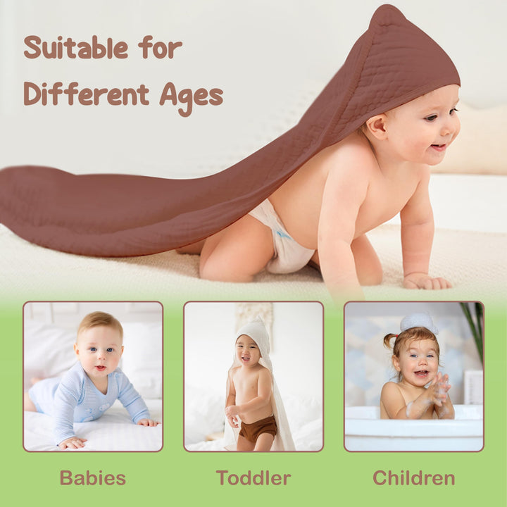 100% Organic Cotton Muslin Baby Hooded Towels 32x32 Inch – 2 Pack Soft & Absorbent Baby Towels for Newborn for Boys & Girls, Premium Hooded Towels, Ultra-Gentle Baby Essentials in Rose/Peach