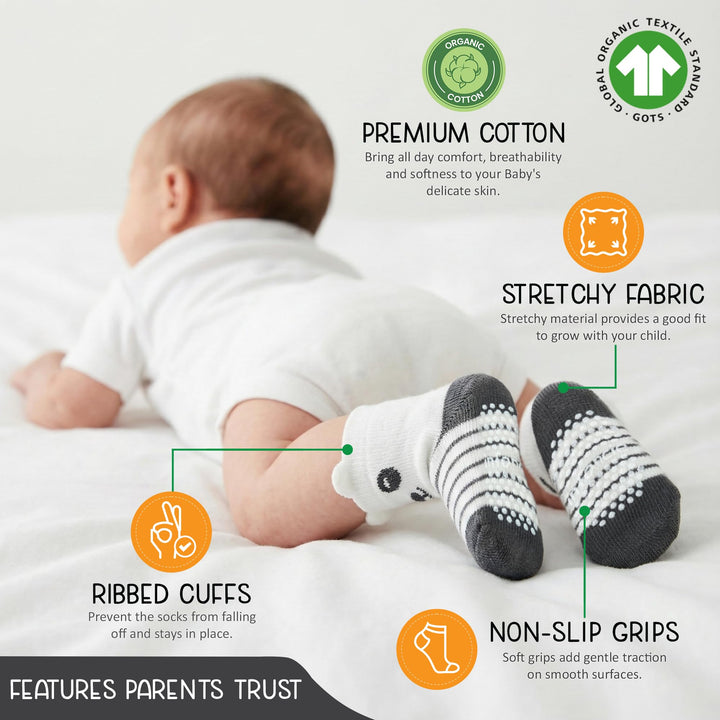 GOTS Certified Organic Cotton Rich Blend Baby Socks 12 Pairs For 0 - 6 (M) Baby Girl Soft, Stretchable & Comfortable Girl newborn Socks, Adorable Sock Shoes For Baby Girl, Gift For Little, Pink