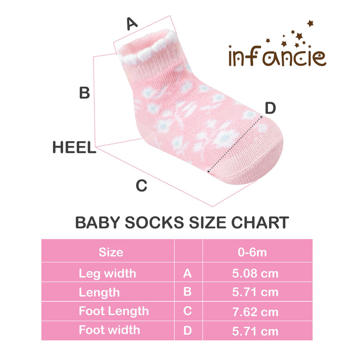 GOTS Certified Organic Cotton Rich Blend Baby Socks 12 Pairs For 0 - 6 (M) Baby Girl Soft, Stretchable & Comfortable Girl newborn Socks, Adorable Sock Shoes For Baby Girl, Gift For Little, Pink