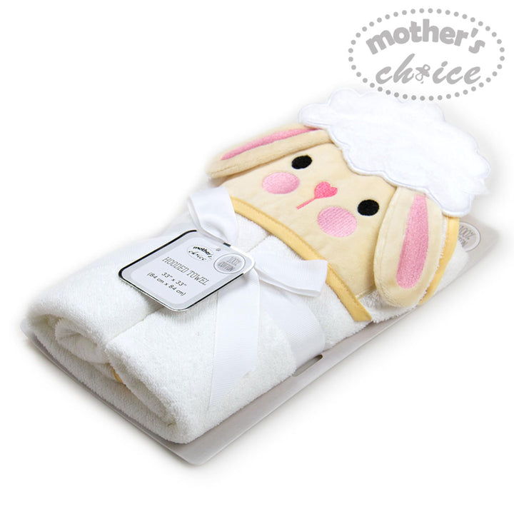 Mother's Choice Baby Hooded Towel - Large Size Cotton, Ultra-Soft & Absorbent Bath Towel for Newborns, Infants, Toddlers, Boys & Girls with Animal Hood (Sheep)