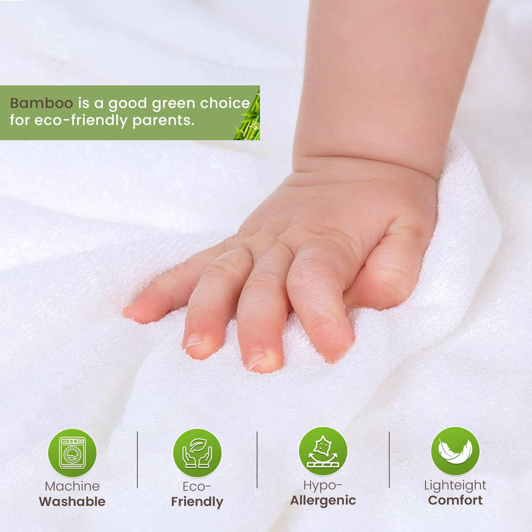Organic Bamboo Hooded Baby Towels with Washcloths – 1 Hooded Towel (30x30 inches) & 1 Washcloth (10x10 inches) – Ultra Soft, Absorbent & Cozy Bath Towels Set for Newborns and Infants