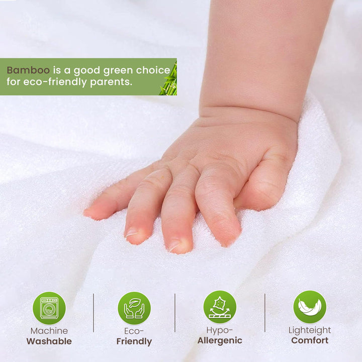 Organic Bamboo Hooded Baby Towels with Washcloths – 1 Hooded Towel (30x30 inches) & 1 Washcloth (10x10 inches) – Ultra Soft, Absorbent & Cozy Bath Towels Set for Newborns and Infants