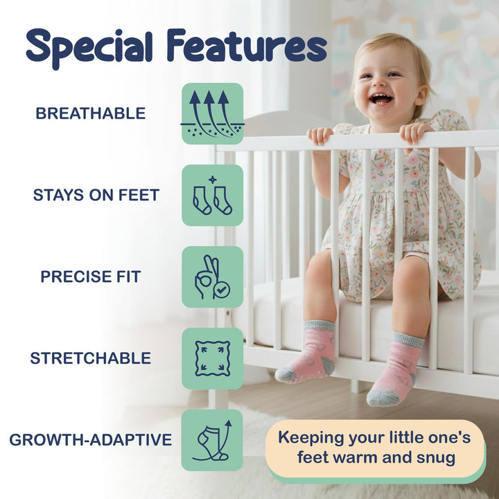 Mother's Choice Organic Cotton Baby Socks Infant 0-6 Months - 12 pairs Soft, Cozy, and Gentle Newborn Socks for Girls & Boys, Perfect Baby Registry for Everyday Wear, and Infant Comfort