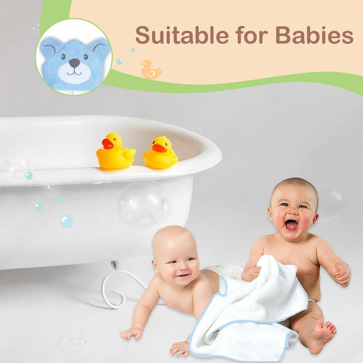 Mother's Choice Organic Baby Hooded Towel - Large Size, Cotton, Ultra-Soft & Absorbent Bath Towel for Newborns, Infants, Toddlers, Boys & Girls with Animal Hood (Blue Bear)