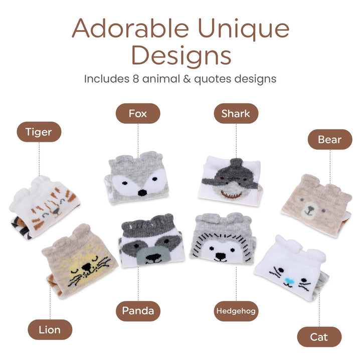 Infancie Organic Cotton Baby Socks with Gripper 0-6 Months | 8 Pairs