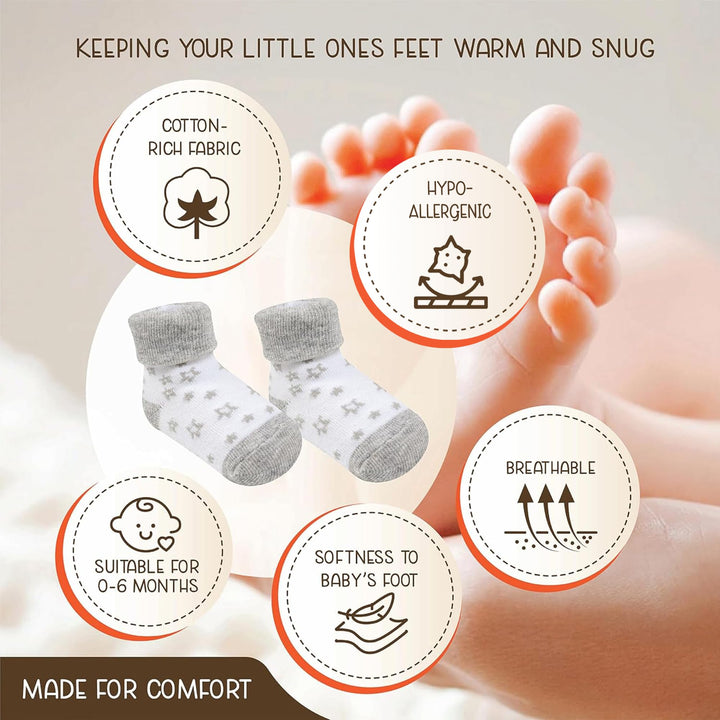 GOTS Certified Organic Cotton Rich Blend Baby Socks 12 Pairs For 0 - 6 (M) Baby Girl Soft, Stretchable & Comfortable Girl newborn Socks, Adorable Sock Shoes For Baby Girl, Gift For Little, Pink