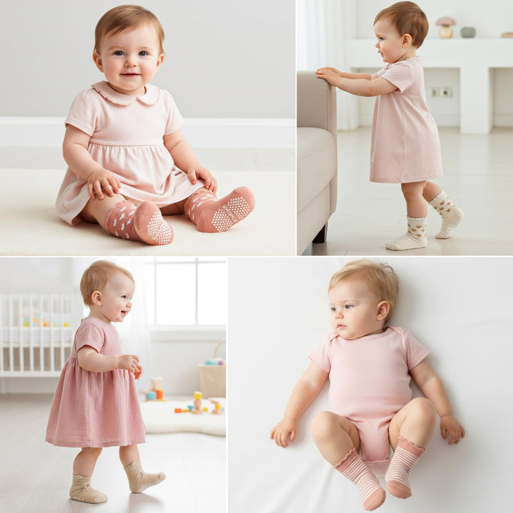 GOTS Certified Organic Cotton Rich Blend Baby Socks 12 Pairs For 0 - 6 (M) Baby Girl Soft, Stretchable & Comfortable Girl newborn Socks, Adorable Sock Shoes For Baby Girl, Gift For Little, Pink