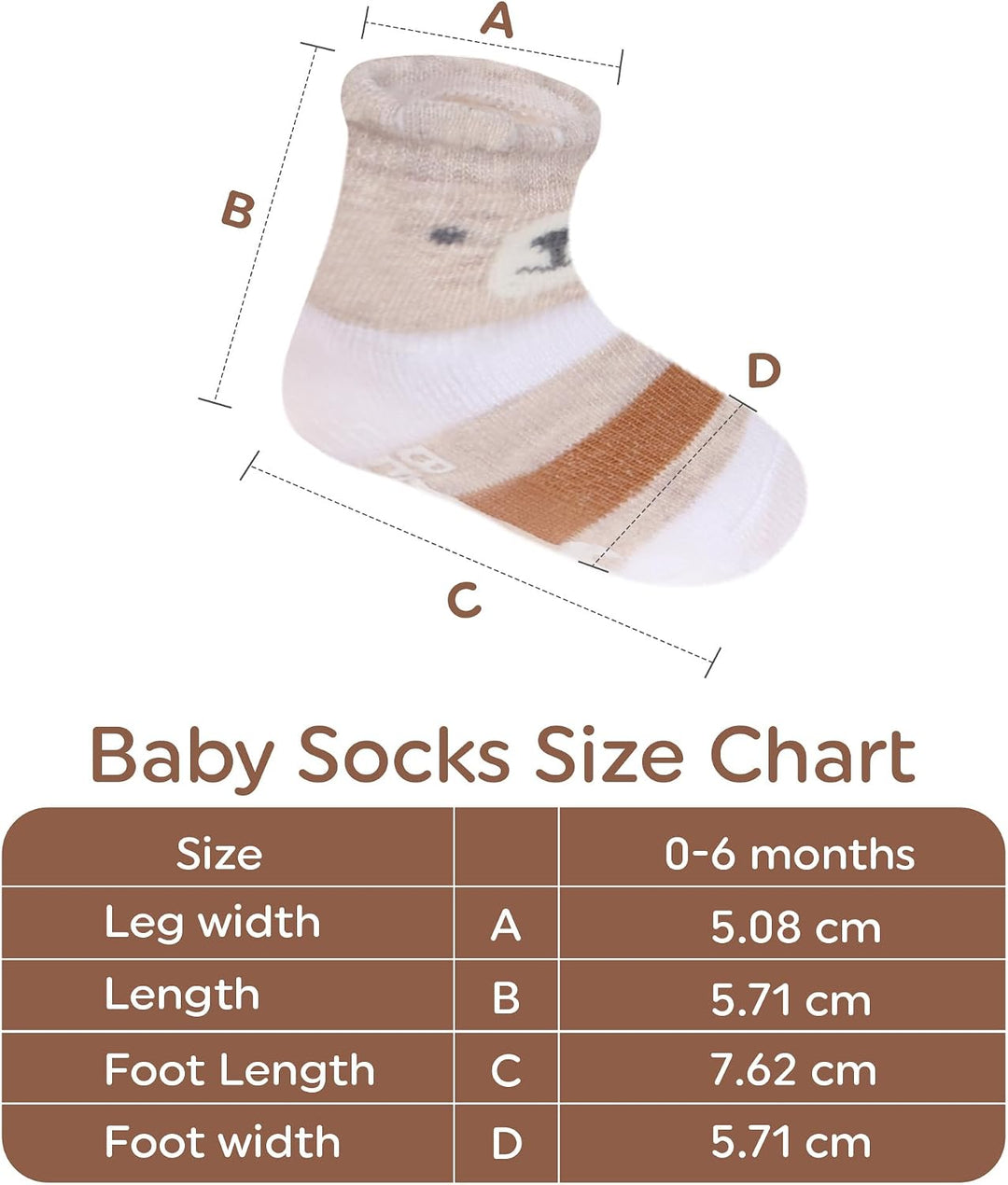 Organic Cotton 8 Pair Baby Socks 0–6 Months - Newborn Socks with Gripper - Safe Walking Non-Slip Sole, Perfect Baby Gift and Registry - Baby Socks for Boys and Girls, Newborn Essentials