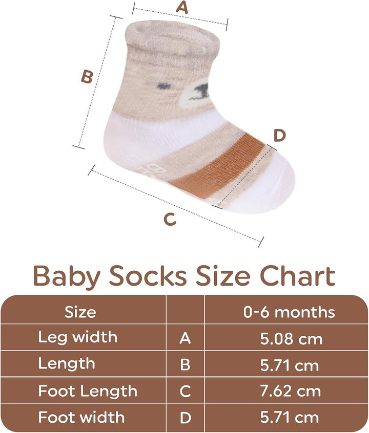 Organic Cotton 8 Pair Baby Socks 0–6 Months - Newborn Socks with Gripper - Safe Walking Non-Slip Sole, Perfect Baby Gift and Registry - Baby Socks for Boys and Girls, Newborn Essentials