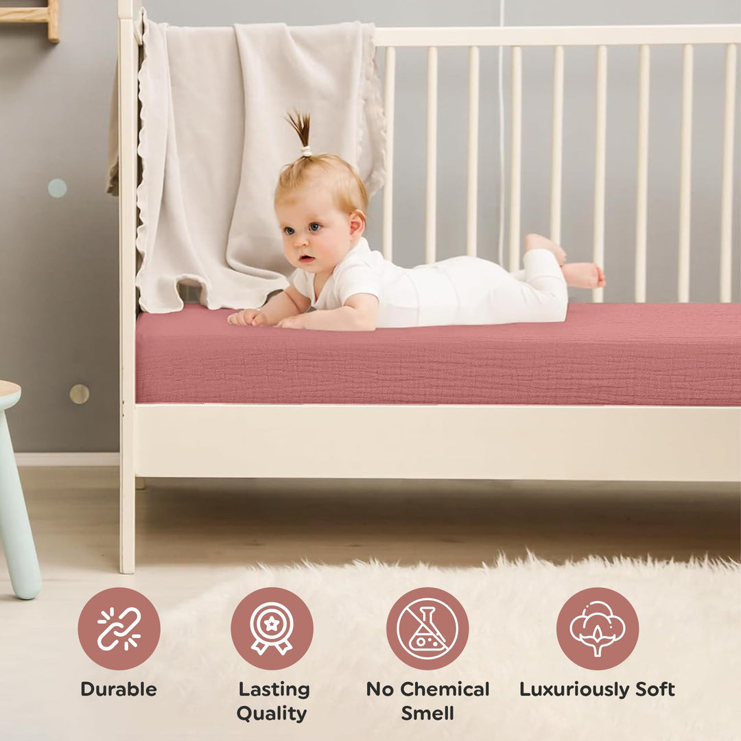 100% Organic Cotton Muslin Baby Bassinet Baby Sheet 33 X 17 Inch Soft Breathable Lightweight Stretchable Bed Sheet 2 Pack Gentle On Skin Durable Snug Fit Sheet for Newborn Bassinet Mattress